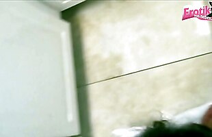 Young black hair student teen with glasses fucks at hoome and get cum in mouth