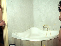 Old grandpa fucks innocent teen in bathroom and cums in her