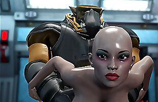 Alien monster fucks a young girl in the Mars base camp