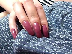 Long nails pant scratch and handjob