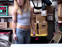 Blonde teen busted by a cop because she stole clothes
